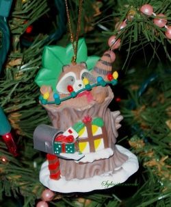 Raccoon Christmas tree ornament